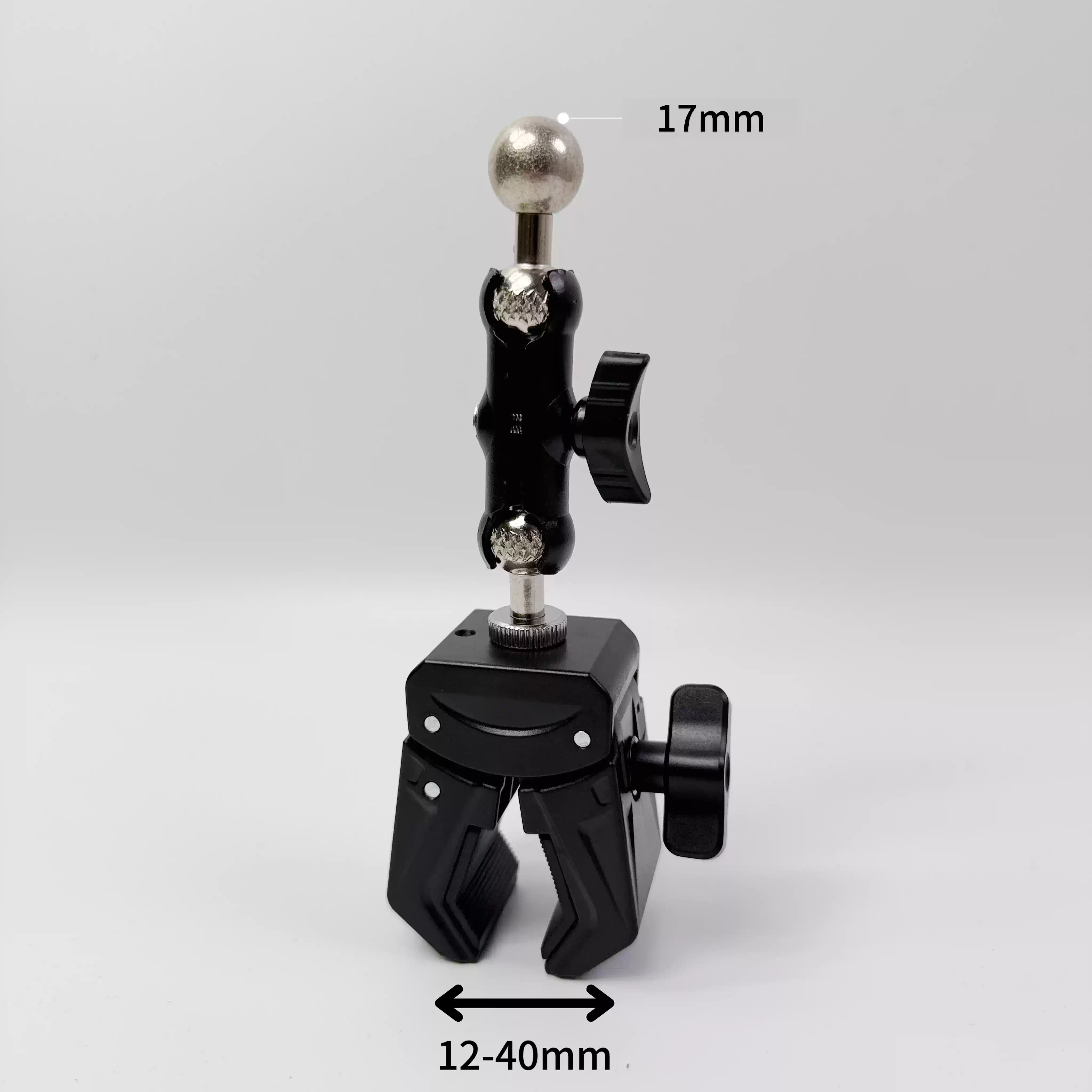 Universal Joint Rotating Thickened Clamp 1/4 Screw Tripod Accessory with 17mm Ball Head for Live Streaming Camera Outdoor Use