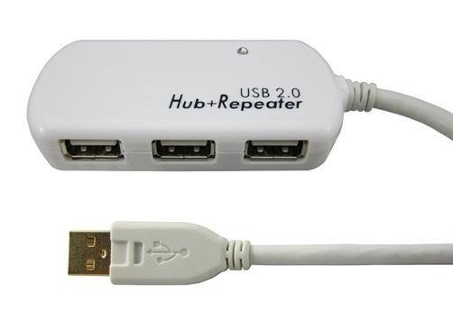 4-ports USB hub 2.0 med aktiv förlängningskabel upp till 60m
