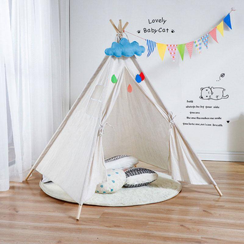 Bärbart indiskt barntält för barn Bomull Carva Tipi tipi Barntält Barnhus inomhuslekstuga 1,1/1,35/1,6/1,8M