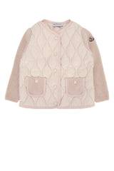 Moncler Jr Quilted Knit-Hybrid Jacket — Pink