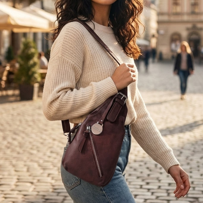 Style Haiti i mørkebrun. Super cool kombineret rygsæk og bumbag i meget smukt læder.