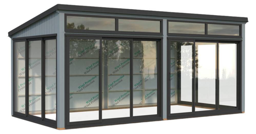 Palmako havestue Saga Slide Plus malet lysegrå 16,2 m²