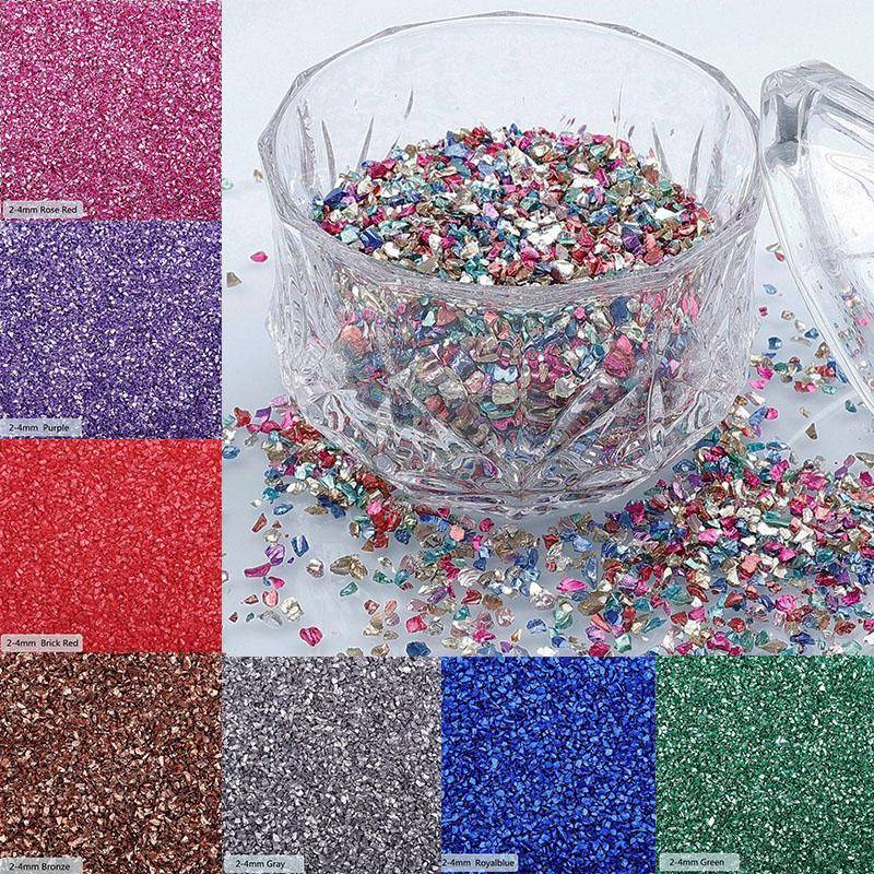 25 g 1-4 mm blandade icke-porösa oregelbundna små gruspartiklar Gör det själv-tillverkning av kristallepoxifyllningsdekorationsmaterial gyllene