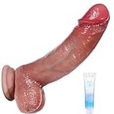 Stor Dildo Sexleksak för Kvinnor Män Par - Anal Dildos Penis Replica Plug, Anal Plug Gay Realistisk Silikon Dubbel Dildo med 3D Testiklar Verkliga Ådror Stark Sugkopp Realistiska 22cm