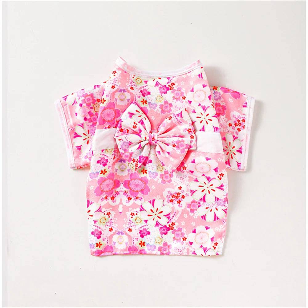 Japanese Kimono Costume for Cats & Dogs - Pink Sakura / SPC / XL-suit 10-13.5kg (XL-suit 10-13.5kg)