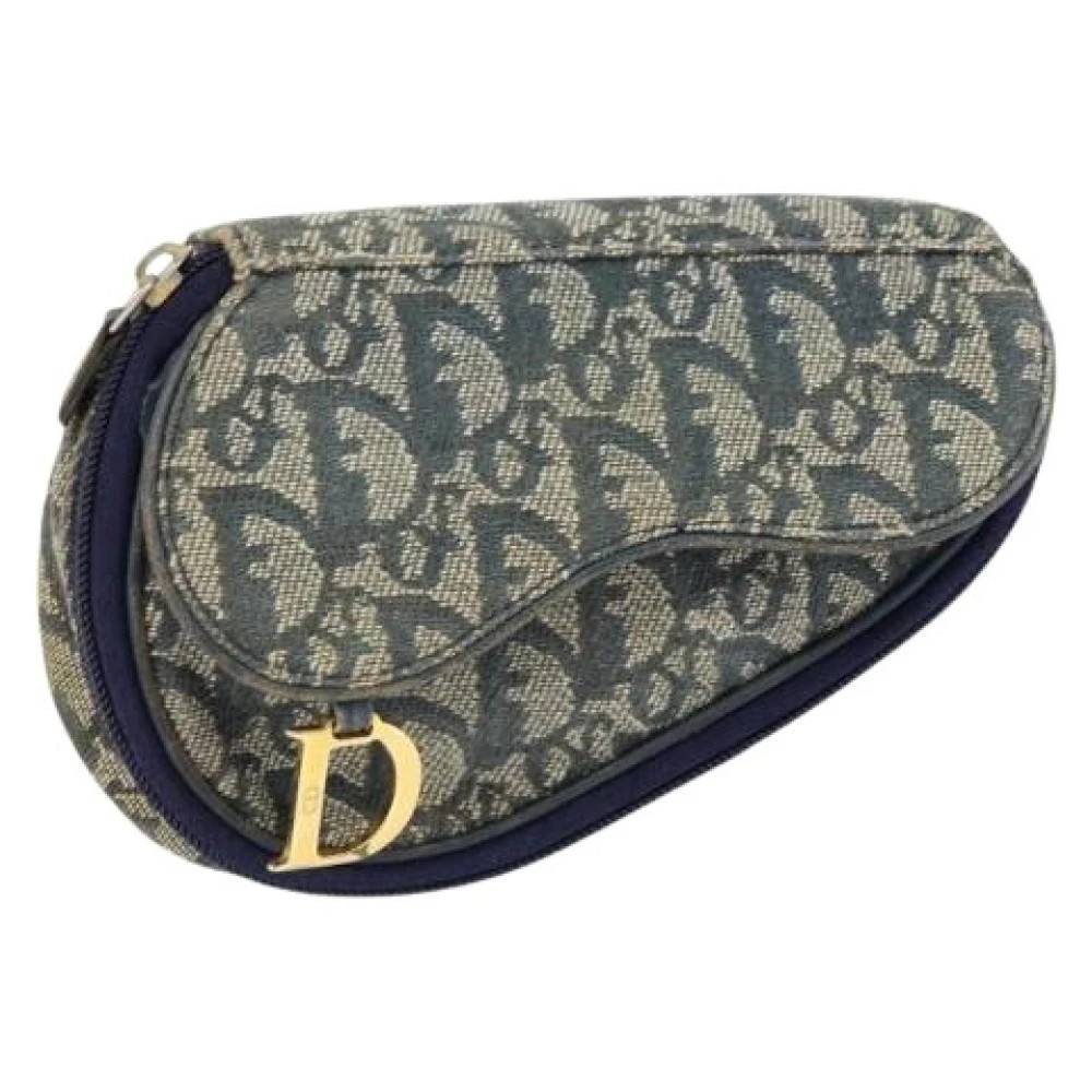 Dior Vintage Pre-owned Vintage Pouch - Vintage - Dame - Blå - ONE SIZE - Uld