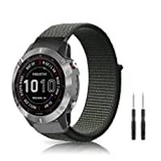 SeNool Nylonarmband för Garmin Fenix 7 Pro Solar/Fenix 7/Garmin Epix 2 Pro 47 mm 22 mm QuickFit kardborrearmband] Andningsbart klockarmband för Garmin Fenix 6 GPS/6 Pro GPS/5/5 Plus - grön