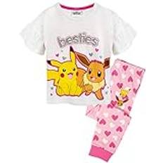 Pokemon Pyjamas Pikachu & Eevee Frill Sleeve Lång ELLER Kort Leg Flickor PJs