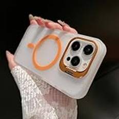 Fodral för iPhone 14 Pro Fashion Magnetic Luxury Matt Translucent Wireless Charge Protect Cover, orange, För iPhone 14 Pro