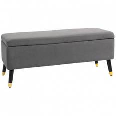 Sittbänk med Förvaring och Ben - Sammet Mörkgrå 110 x 43 x 45 cm