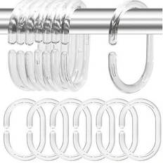 12st/Set C-formade duschdraperiringar i plast, transparenta duschdraperikrokar, duschdraperistång för badrum, duschdraperikrokar, svart, vit, genomski - Multifärgad (Transparent färg 12st/set,Svart 12st/set,Vit 12st/set)