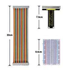 KEYESTUDIO Raspberry Pi GPIO pärlplatta kit med 400 slipspunkter lödfri +T typ expansionsbräda + 40 stift jumper trådar band trådar kit för Raspberry Pi 4/A+/B+/3 B