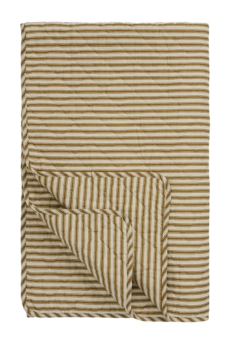 QUILT PLAID - sand m/ okker grønne striber