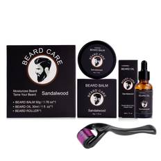 TEMU Men's Beard Care Set, Three-piece Beard Oil And Cream Kit With Roller Brush For Grooming, Perfect Gift For Father's Day, Christmas, Birthdays, Valentine's Day| Needle Length<0.25mm