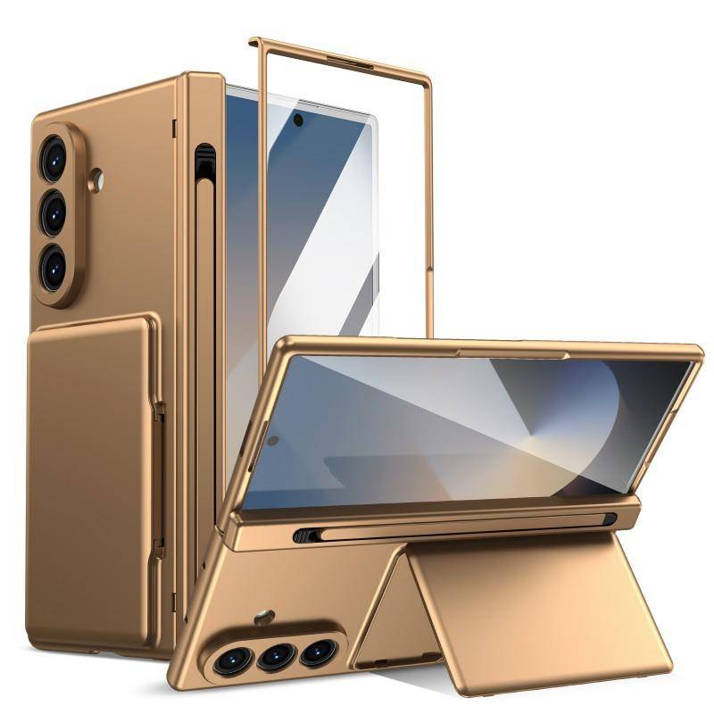 Galaxy Z Fold8 Ultra Fodral Med Kort Hållare Pennfack Magnetiskt PC Baksida Vikbar7 Gångjärnsskydd gray
