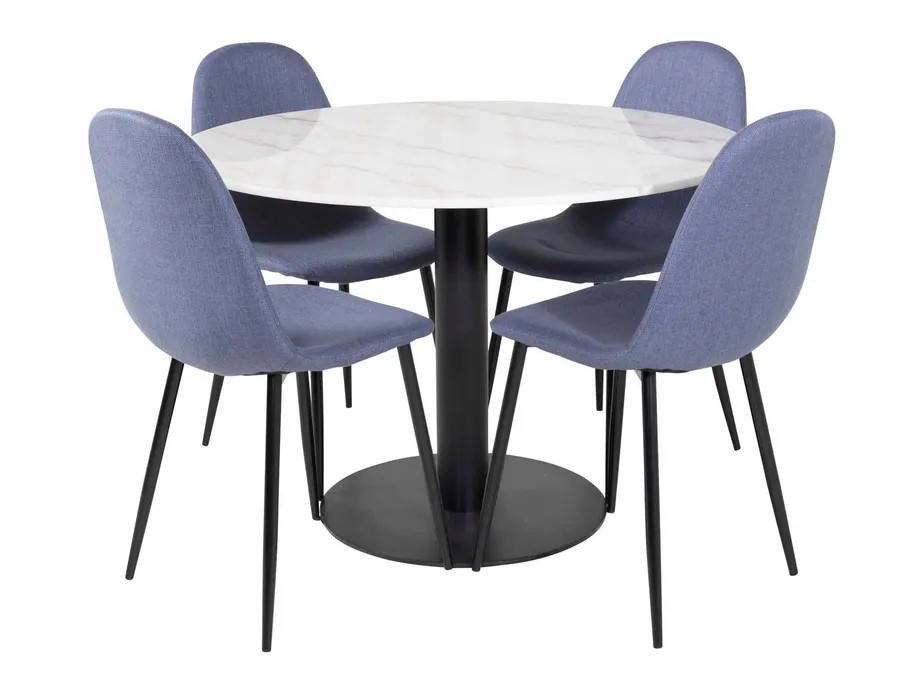 Venture Design Estelle & Polar matgrupp Vit/blå 4 st stolar & bord 106 cm