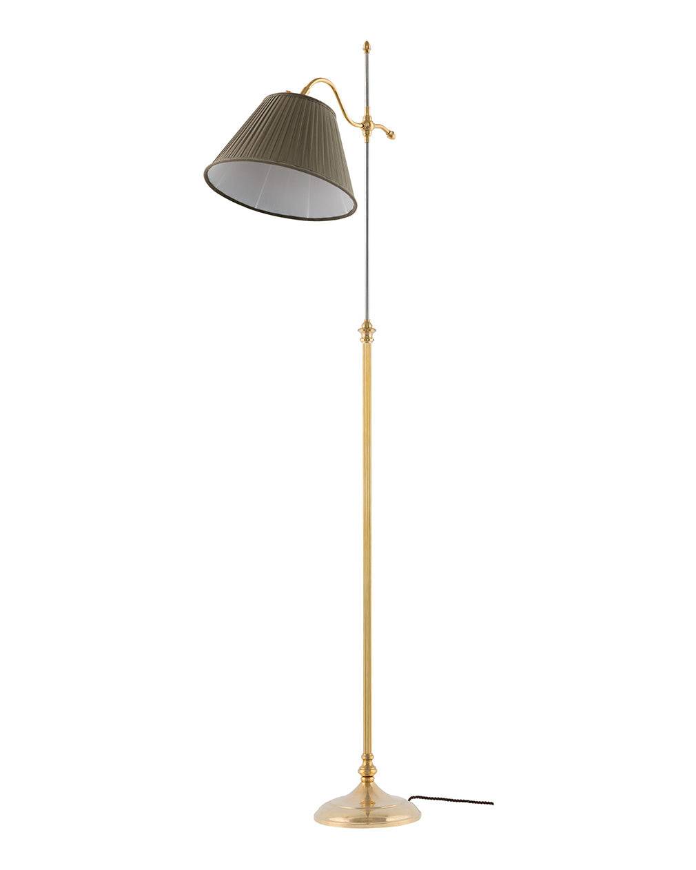 Gulvlampe - Gullberg messing, olivengrøn skærm