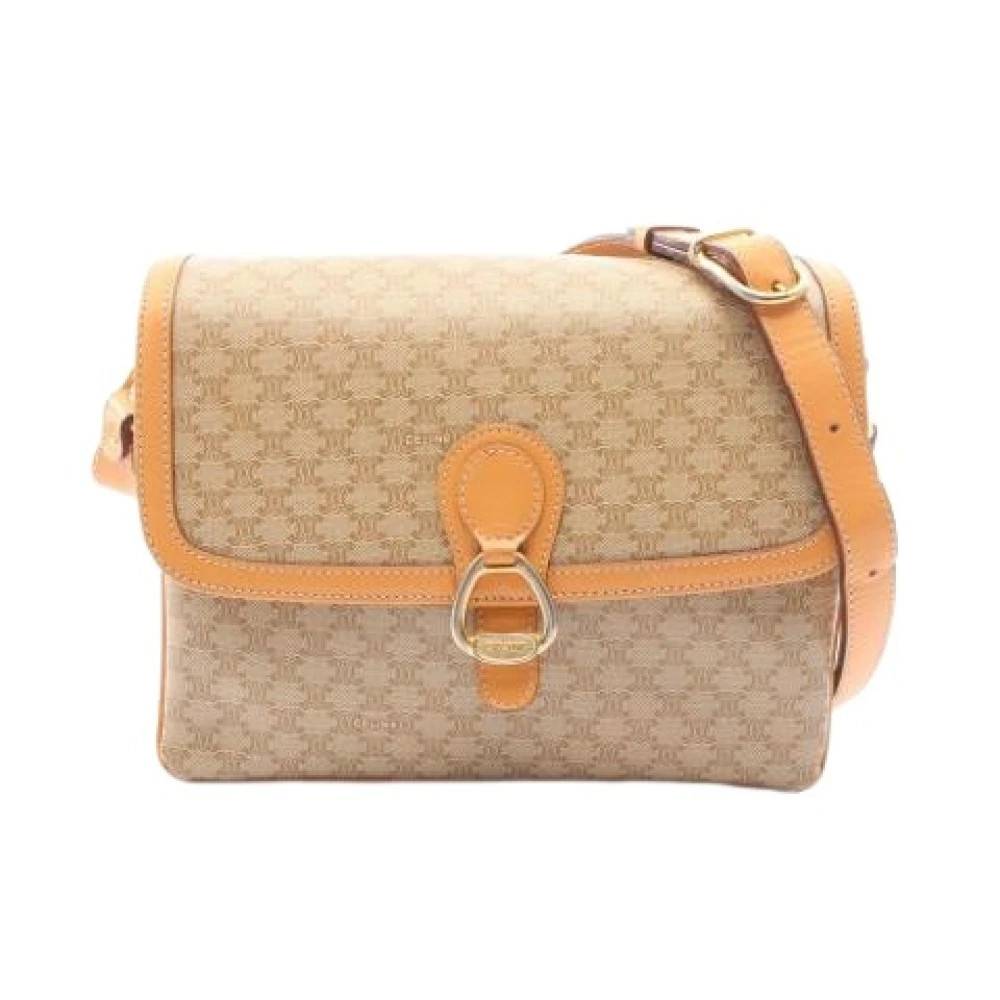 Celine Vintage Pre-owned Macadam Skuldertaske - Vintage - Dame - Beige - ONE SIZE - Uld