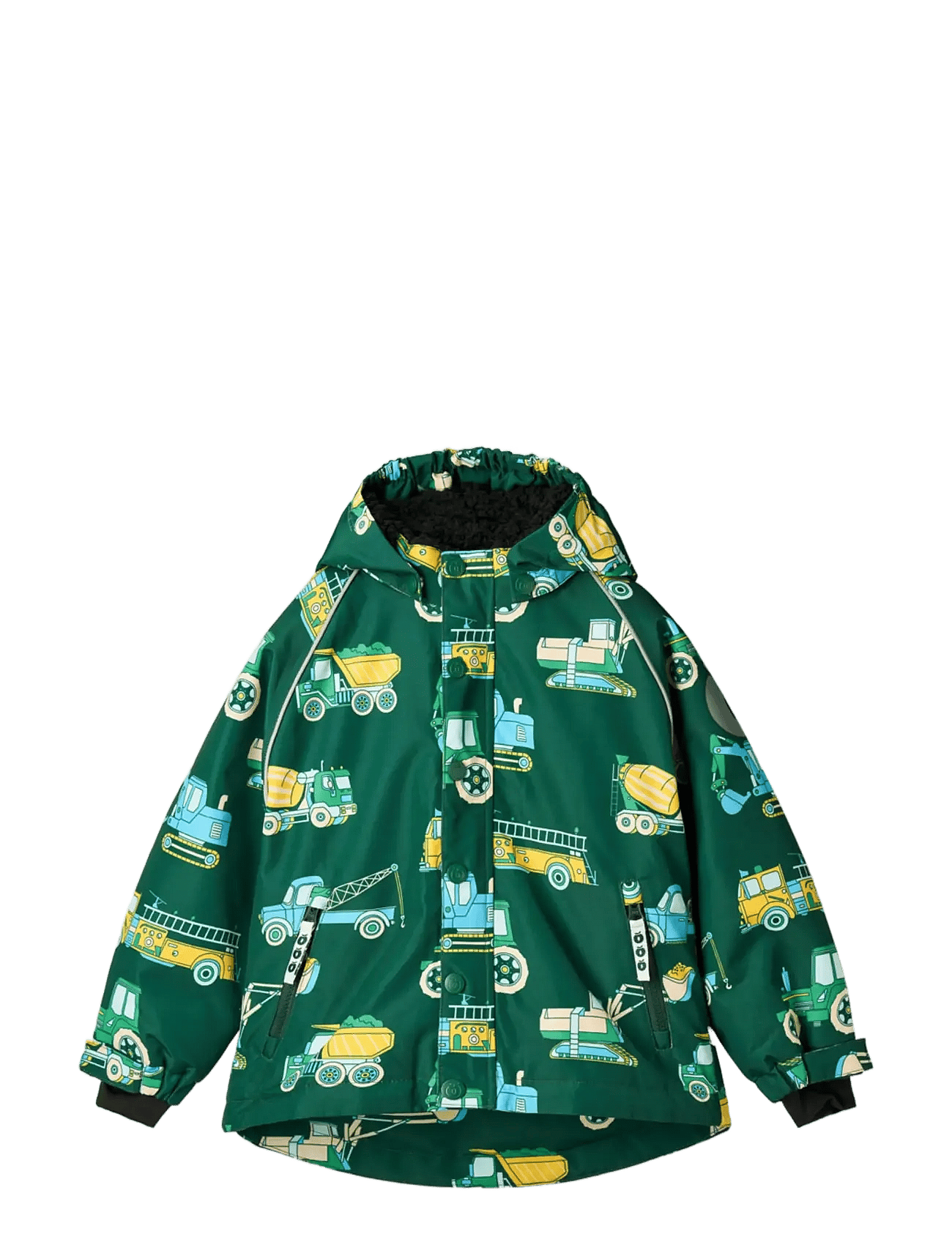 SMÅFOLK Winter Jacket With Vehicles | Green | 86-92