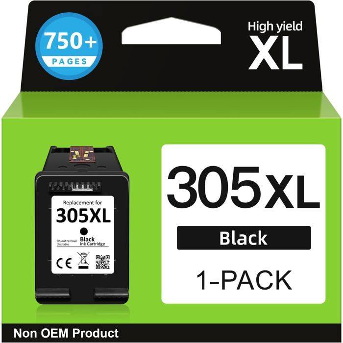 Ink Cartridge 305 XL Black - 100DRINE - Compatible HP - Yield 750 pages - DeskJet and Envy Printers