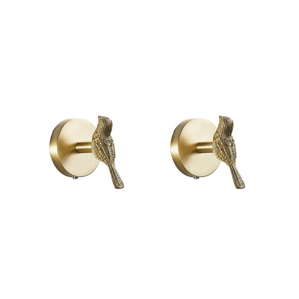 2X Brass Gold Animal Hook Solid Brass Coat Hook Door Back Hook Bathroom Kitchen Hooks Towel Rack(Bird)