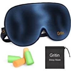 Gritin Sömnmask, Ögonmask, Ljusblockerande Lätt och Bekväm av 100% Naturlig Silke Sovmask, Sleep Mask med Justerbart Rem och Öronproppar Lämplig för Män och Kvinnor.