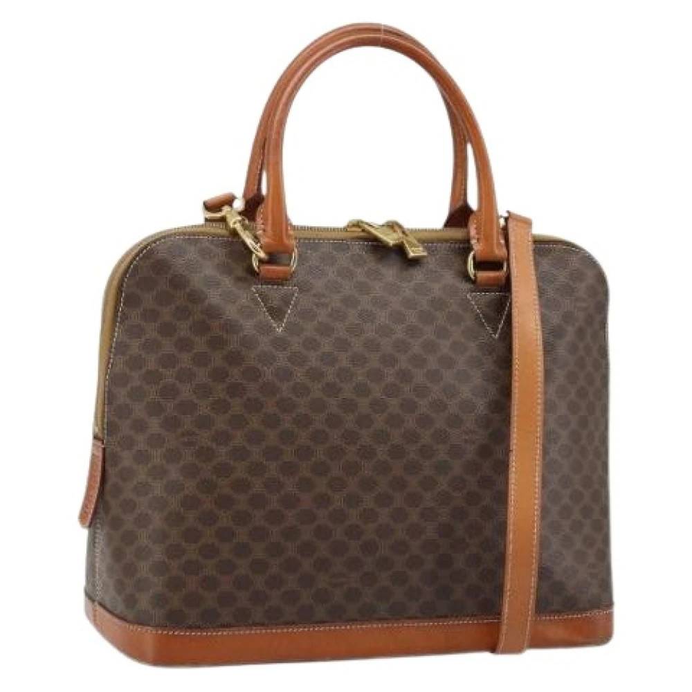Celine Vintage Pre-owned Vintage Macadam Canvas Håndtaske - Vintage - Dame - Brun - ONE SIZE - Uld