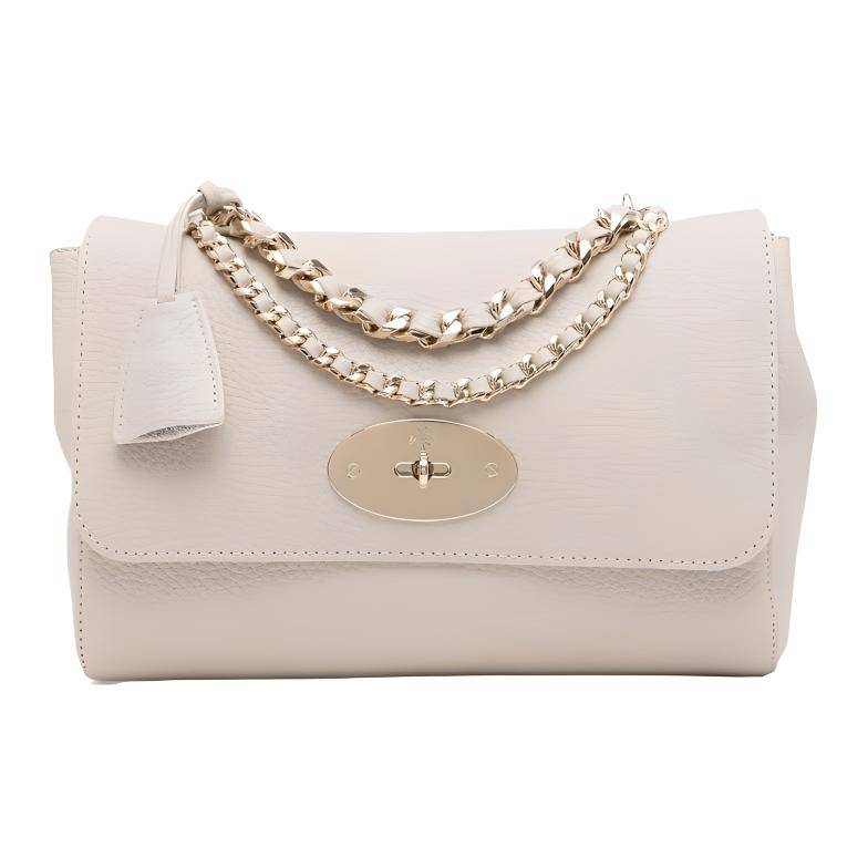 Mulberry Lily Kedjehandtag Med Inbyggd Ficka Läder Tote Axelväska Damväskor Beige HH6634736W160CHALK