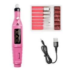 Elfil, elektrisk nagelfil, 6 stycken ingår Svart pink