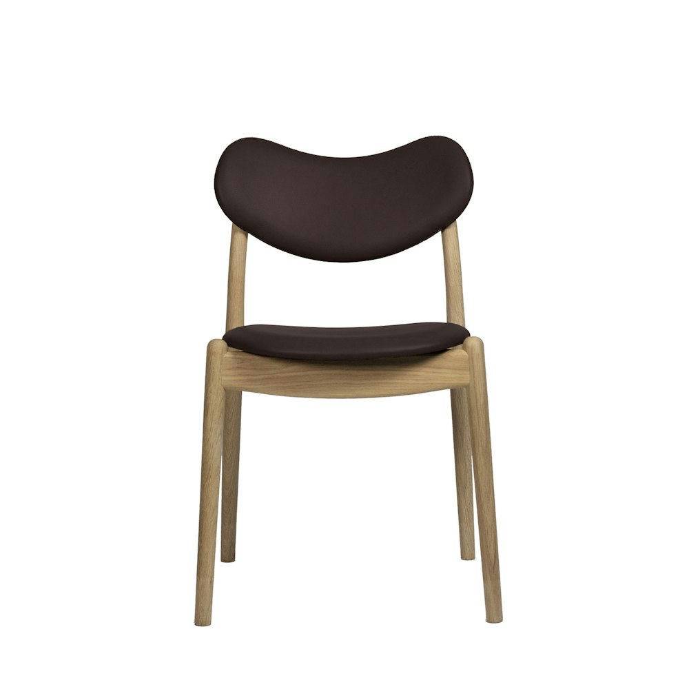 Ro Collection Hybrid Chair Upholstered Seat and Back Standard Leather Dark Brown Soaped Oak