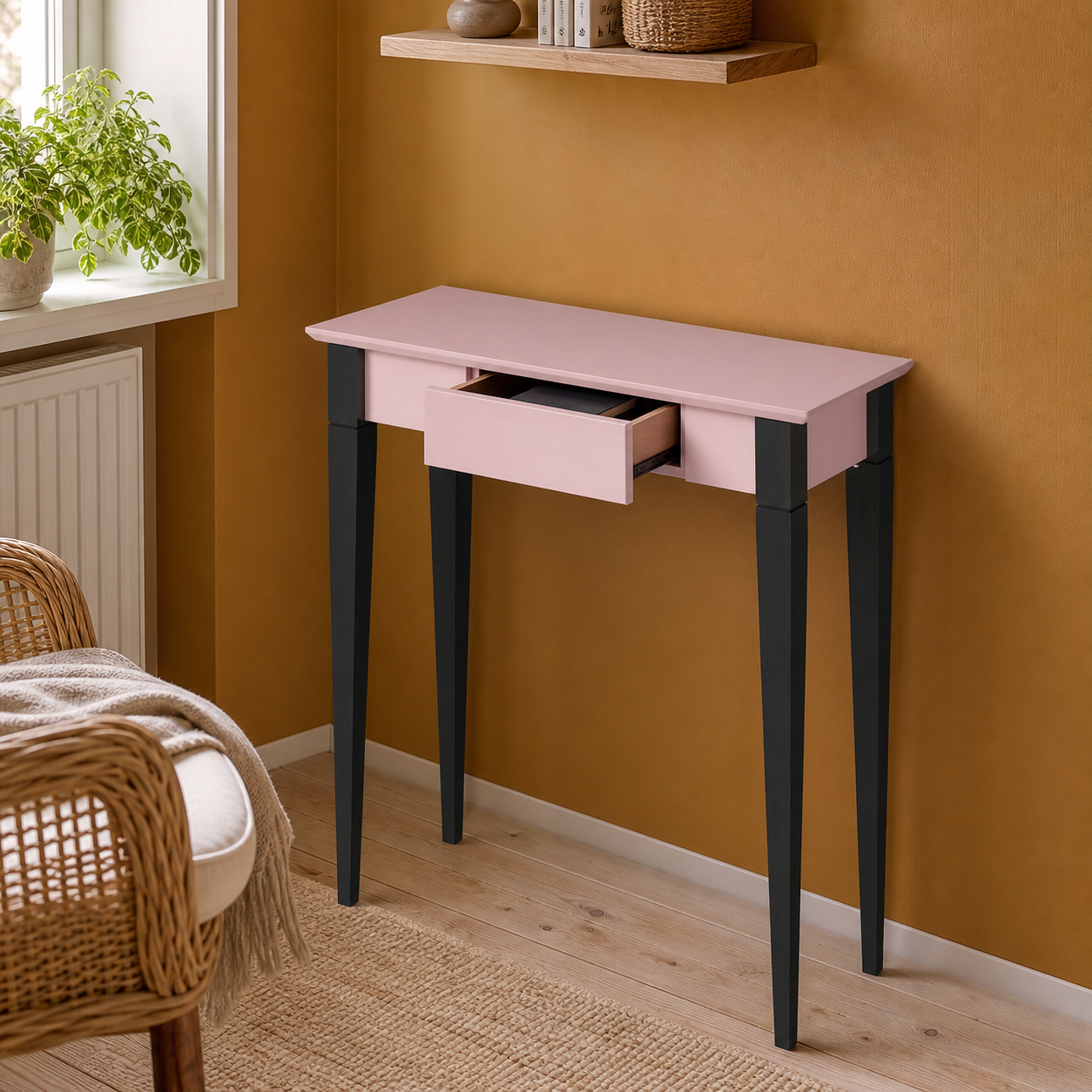 MIMO Skrivebord - 65x40cm Sorte Ben / Pink
