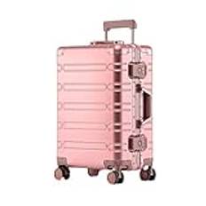 Aluminium-magnesiumlegering resväska rullande bagage stor kapacitet vagn bagage handbagage kabinväska, Rosa guld, 20"