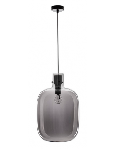 CINZIA Loftlampe i glas og metal Ø30 cm 1 x E27 - Sort/Røget