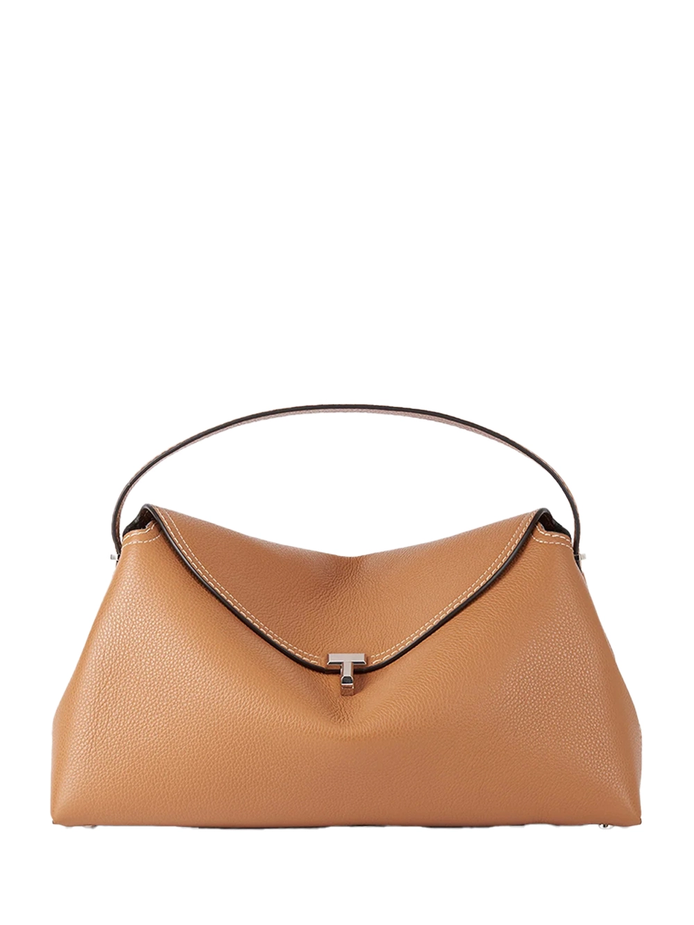 Toteme T-Lock Grained Leather Top Handle Bag Tan