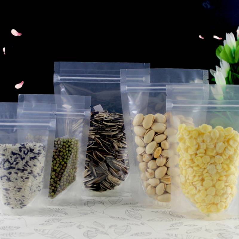 50 st/lot självförslutande ziplock tepaket påsar matpåsar packpåsar plastförpackning för kaffe te stå upp förtjockning - 10 x 15cm