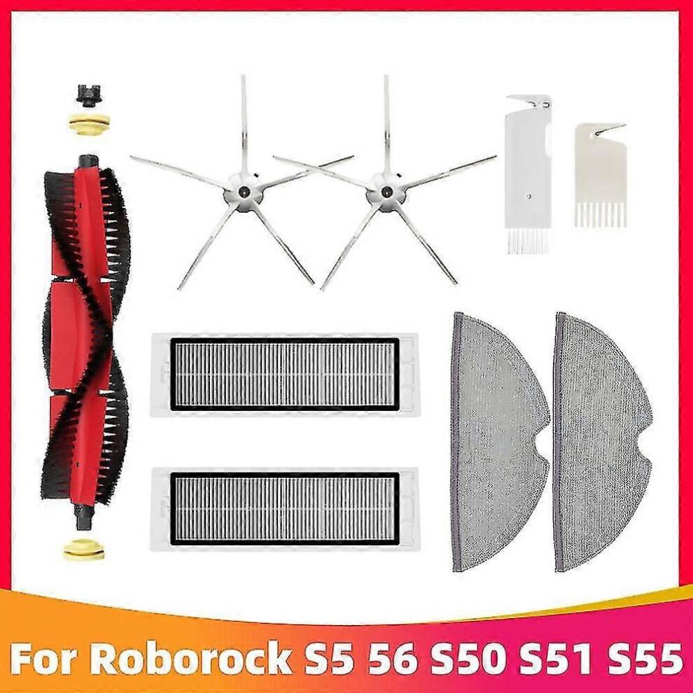(Set 10) For Xiaomi Roborock S5 S50 S5 Max S6 S6 Maxv S6 Pure E4 E5 Robot Vacuum Cleaner Spare Parts Main Side Brush Hepa Filter Mop Rag
