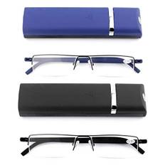 KoKoBin 2 stueck Ultraleichte TR90 Lesebrillen Herren Damen Klassische Metall Sehhilfe Halbrandbrille Schmal Stil Brille Lesehilfe mit Etui und Brillenputztuch +2.5