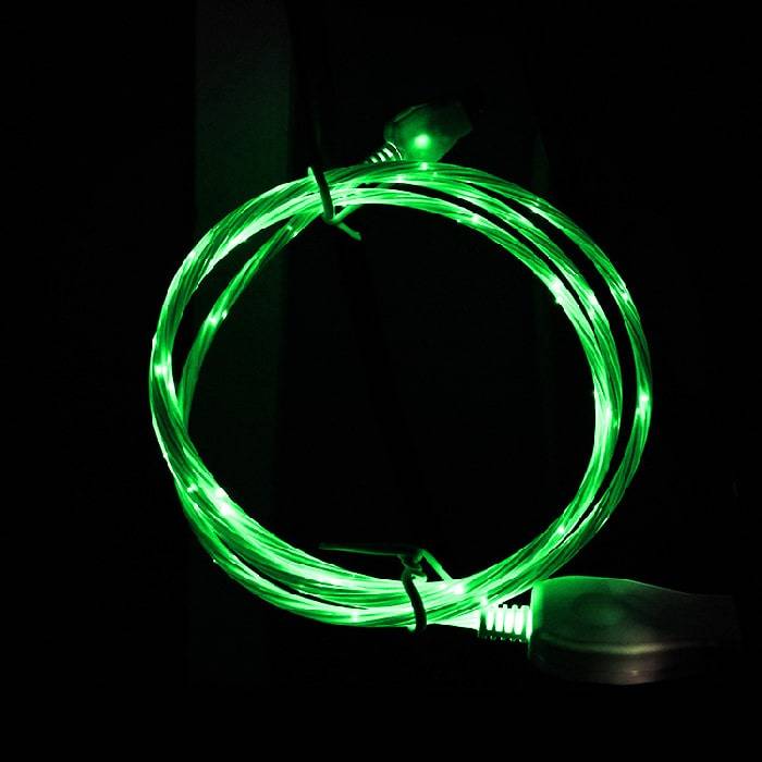 USB-A til USB-C Kabel med LED Lys. 1m. Grøn.