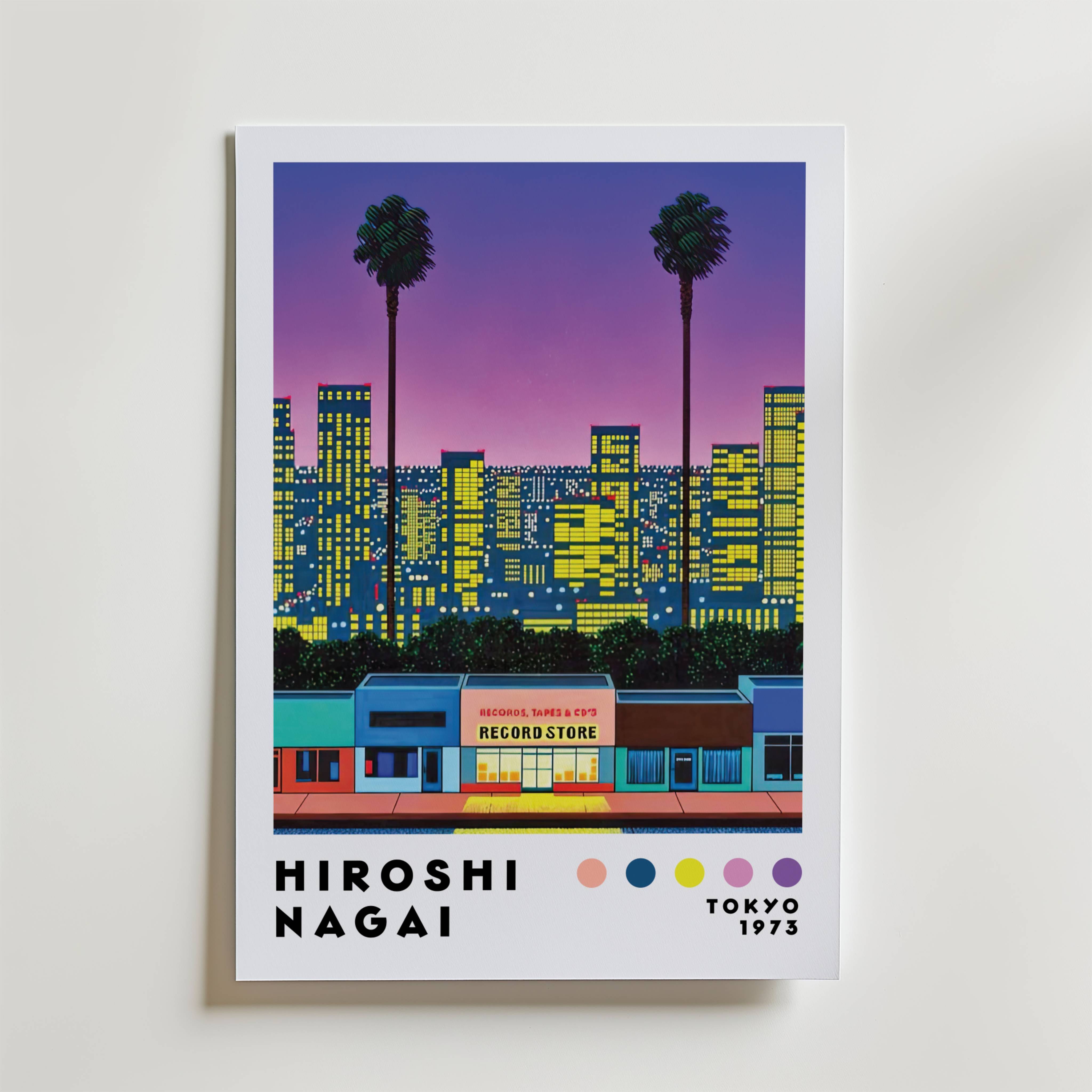 Hiroshi Nagai City Lights No.2 Poster - Fine Art Poster 13x18 cm Med passepartout