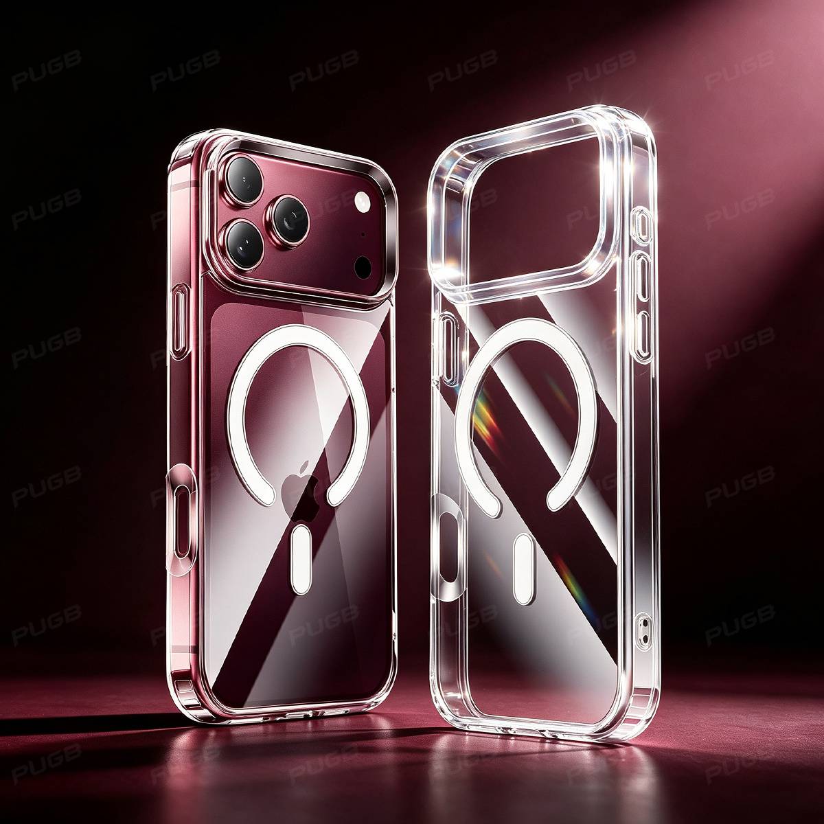 Phone Case: Pugb New Premium Transparent Slim Magnetic Phone Case For Iphone 18 17 16 15 14 13 Pro Max 18pro 18promax Wireless Charging Shockproof Soft Bumper Clear Hard Back Cover