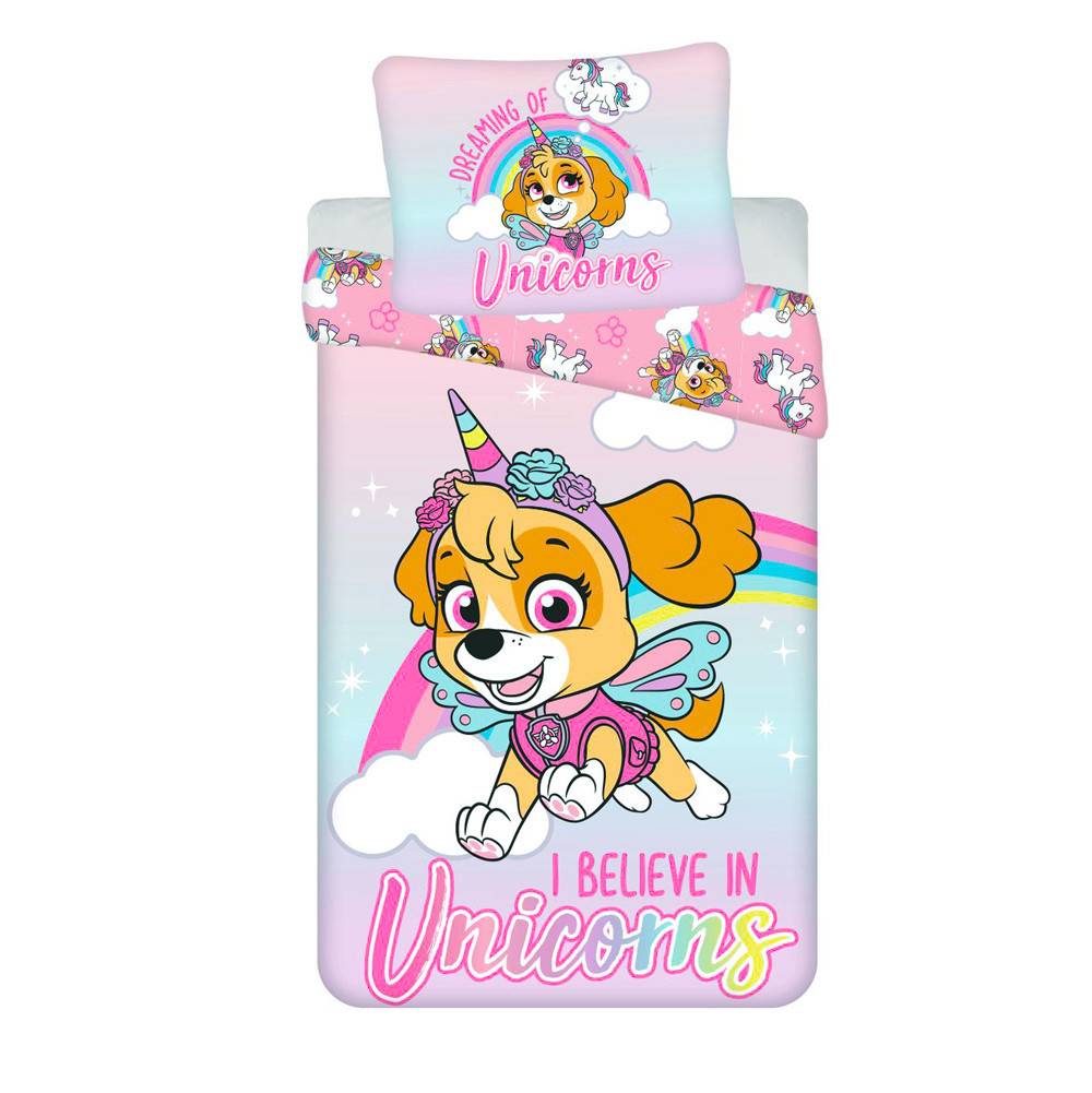 Paw Patrol Enhörningsdrömmar påslakan 140x200 cm, 70x90 cm