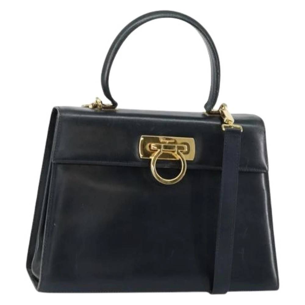 Salvatore Ferragamo Pre-owned Pre-owned Leather Handbag - Vintage - Dame - Blå - ONE SIZE - Læder