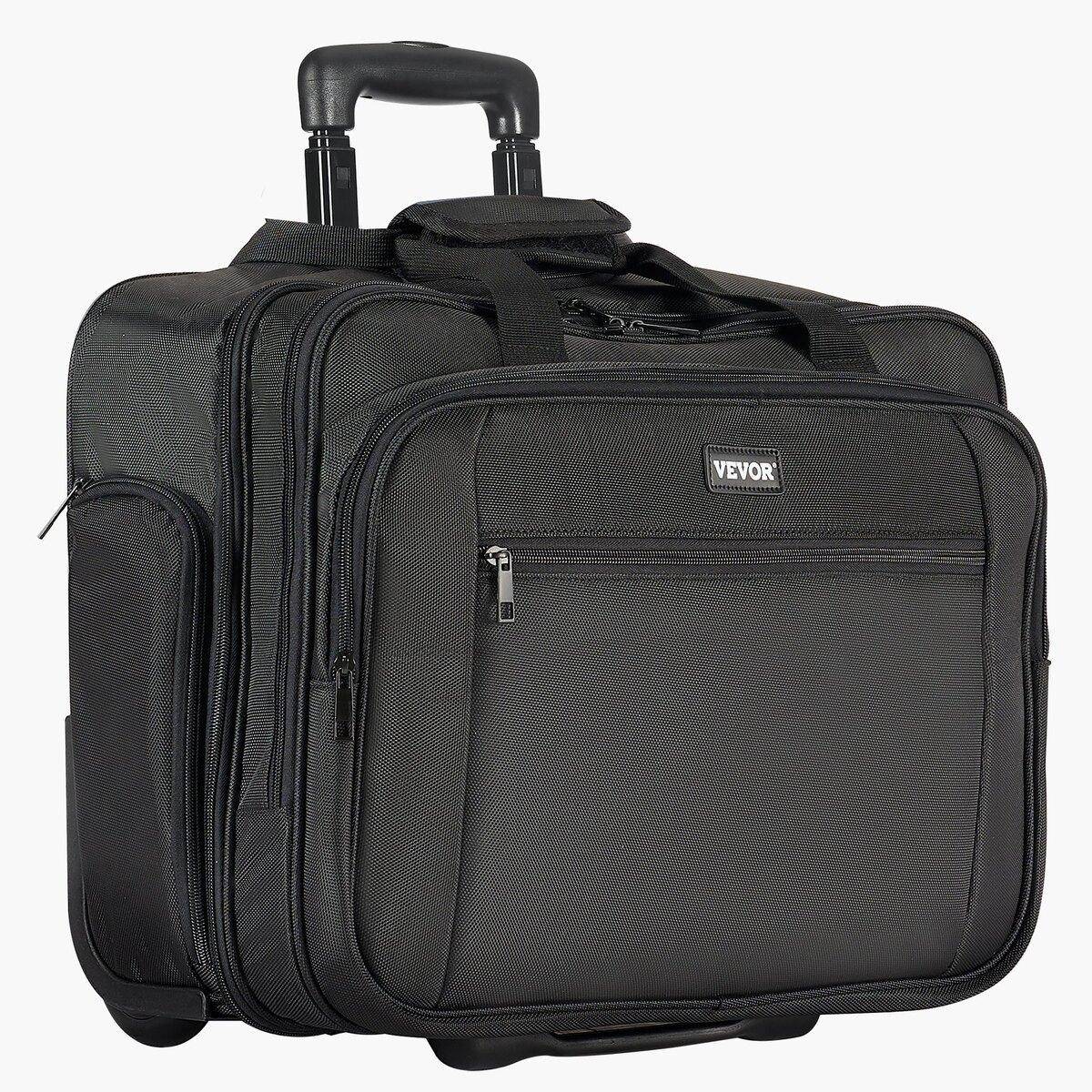 Rolling Laptop Bag 17.3 Inch Wheeled Computer Bag for Women & Men Black
