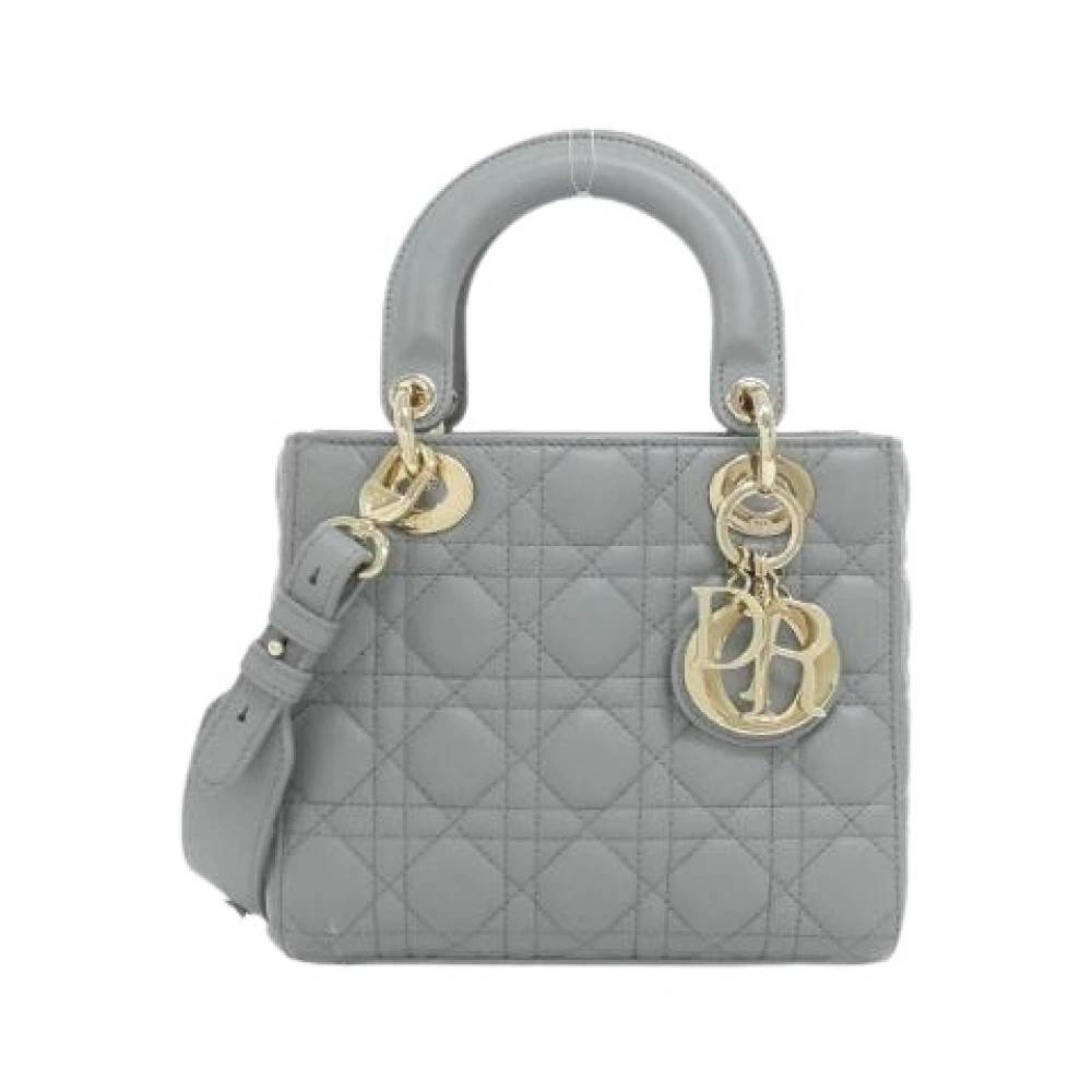 Dior Vintage Pre-owned Lady Dior Small Lambskin Handbag - Vintage - Dame - Grå - ONE SIZE - Uld