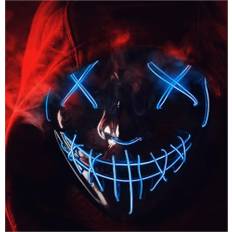 FASCHINFEVER LED Purge Maske - Kostümmaske steuerbar für Halloween, Fasching & Karneval als Kostüm für Herren & Damen (Farbauswahl) (blau)
