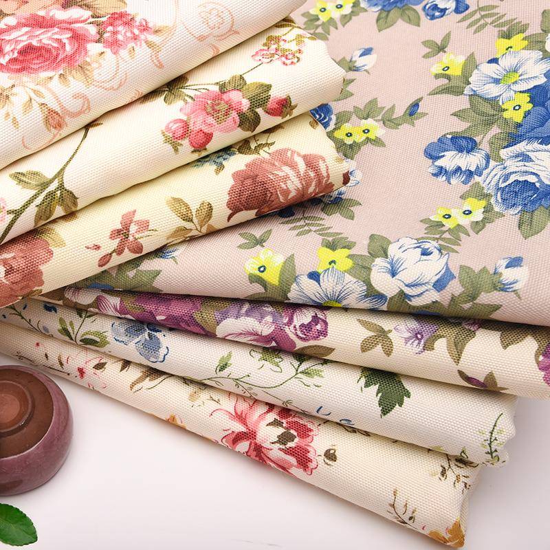 100cmx145cm Pastoral Stil Blommönstrat Tyg Polyester Faux Lin Tyg För DIY Soffa Kudde Bordsduk Kuddöverdrag Möbelklädsel