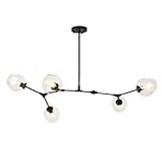 Sputnik molekyler ljuskrona E27 modern pendellampa handblåst glas sfärisk lampskärm hängande lampa grenar justerbar vardagsrum kök sovrum restaurang takbelysning, svart, 5 lampor