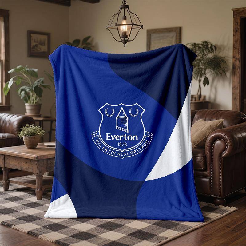 Everton Fotbollstryck Flanellfilt Mjuk Varm Soffa Säng Pläd för Hemmakontor Sovrum