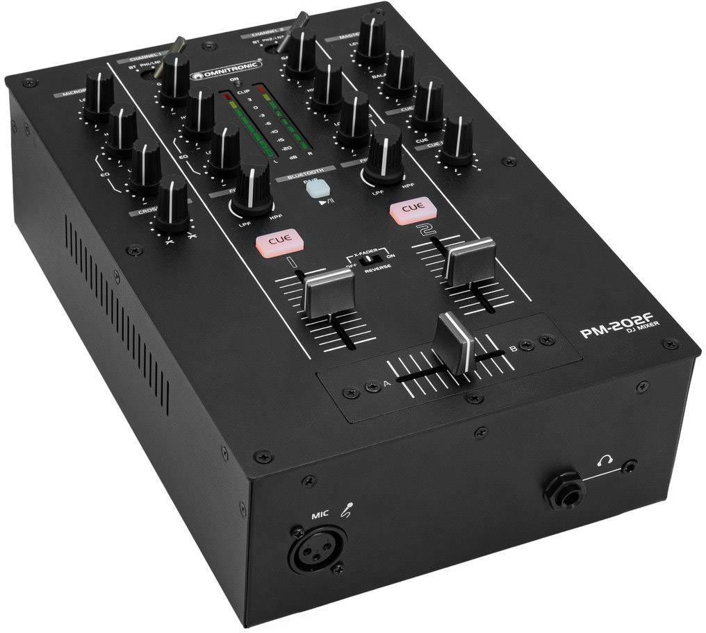 OMNITRONIC PM-202F 2-Kanal-DJ-Mixer mit Filter und Bluetooth
