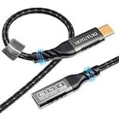 usb förlängning 1m 20 Gbps/240 W, USB C 3.2 Gen 2 hane till hona förlängare, usb c extension cable 4K @60Hz videokabel, kompatibel med MacBook/Magsafe laddare/USB C-hub/PSVR2